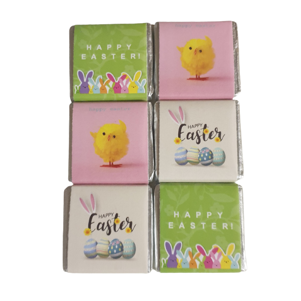 6 x Happy Easter Milk Chocolate Neapolitans Squares Whitakers Chocolates 5g